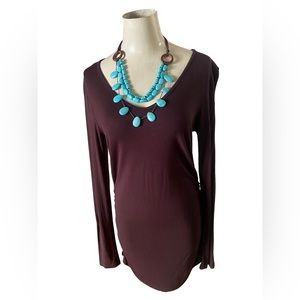 Stella & Dot turquoise & suede, adjustable-length necklace with wood accents